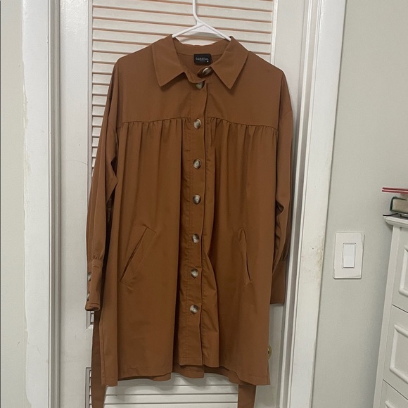 lassiva Jackets & Blazers - Lassiva  Brown Long Shirt Jacket
